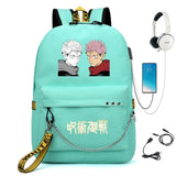 Jujutsu Kaisen Print Knapsack Schoolbag USB Travel Backpack