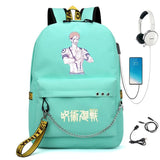 Jujutsu Kaisen Print Knapsack Schoolbag USB Travel Backpack