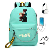 Jujutsu Kaisen Print Knapsack Schoolbag USB Travel Backpack