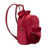 Plush Bowknot Kids Backpack Solid Girls Mini Schoolbag