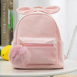Plush Bowknot Kids Backpack Solid Girls Mini Schoolbag