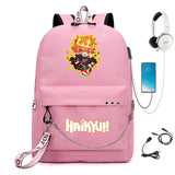 Anime Haikyuu Nylon Backpack USB Charge Schoolbag Packsack