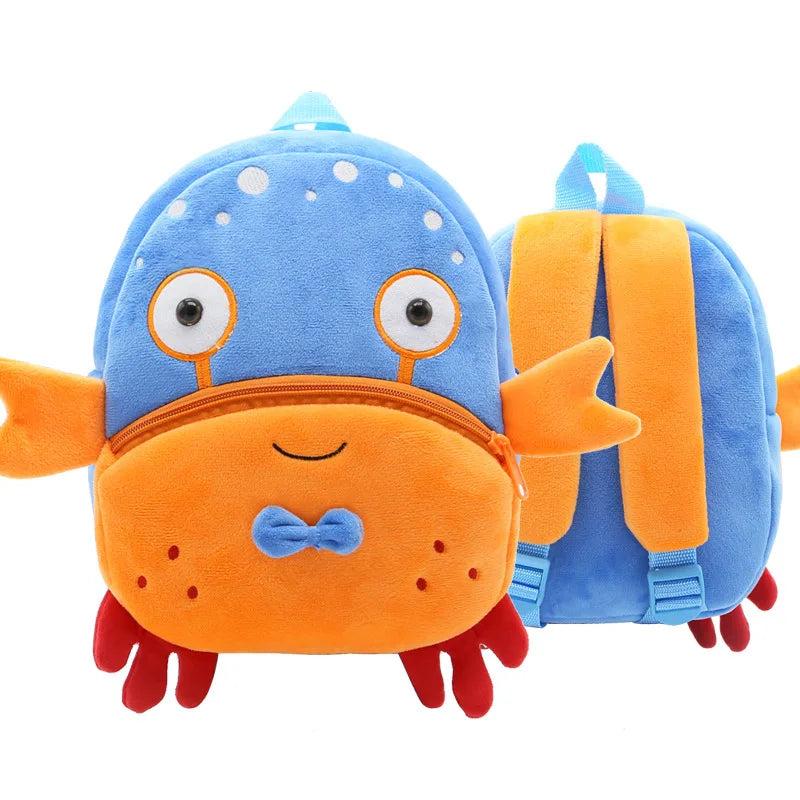 Personalised Crab Toddler Backpack, Soft Plush Mini Travel Bag