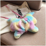 Rainbow Butterfly Girl Plush Backpack Bag Shoulder Bag Schoolbag
