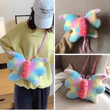 Rainbow Butterfly Girl Plush Backpack Bag Shoulder Bag Schoolbag