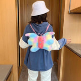 Rainbow Butterfly Girl Plush Backpack Bag Shoulder Bag Schoolbag