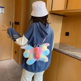 Rainbow Butterfly Girl Plush Backpack Bag Shoulder Bag Schoolbag