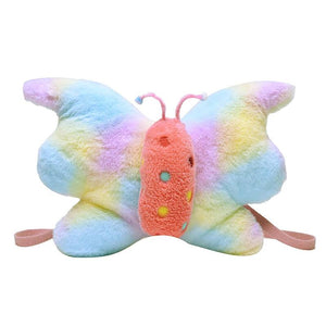 Rainbow Butterfly Girl Plush Backpack Bag Shoulder Bag Schoolbag