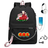 Anime Inuyasha Backpack USB Charging Headphone Unisex Schoolbag
