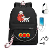 Anime Inuyasha Backpack USB Charging Headphone Unisex Schoolbag
