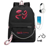Anime Tokyo Ghoul Backpack USB Charging Headphone Student Schoolbag