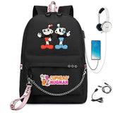 Cuphead Nylon Print Backpack Schoolbag with USB Charge