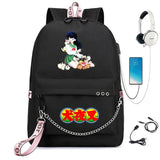 Inuyasha Nylon Backpack Schoolbag USB Charge Teen Travel Laptop Bag