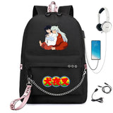 Inuyasha Nylon Backpack Schoolbag USB Charge Teen Travel Laptop Bag