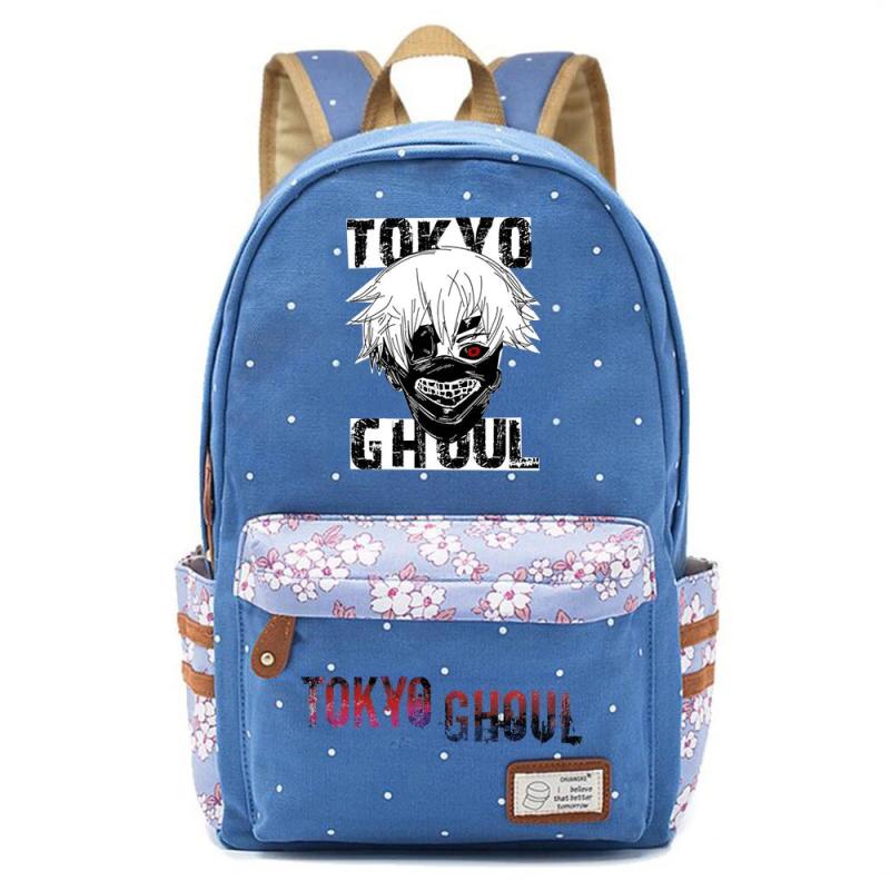 Tokyo Ghoul Canvas Backpack Teenger Zip Packsack Casual Print Knapsack Student