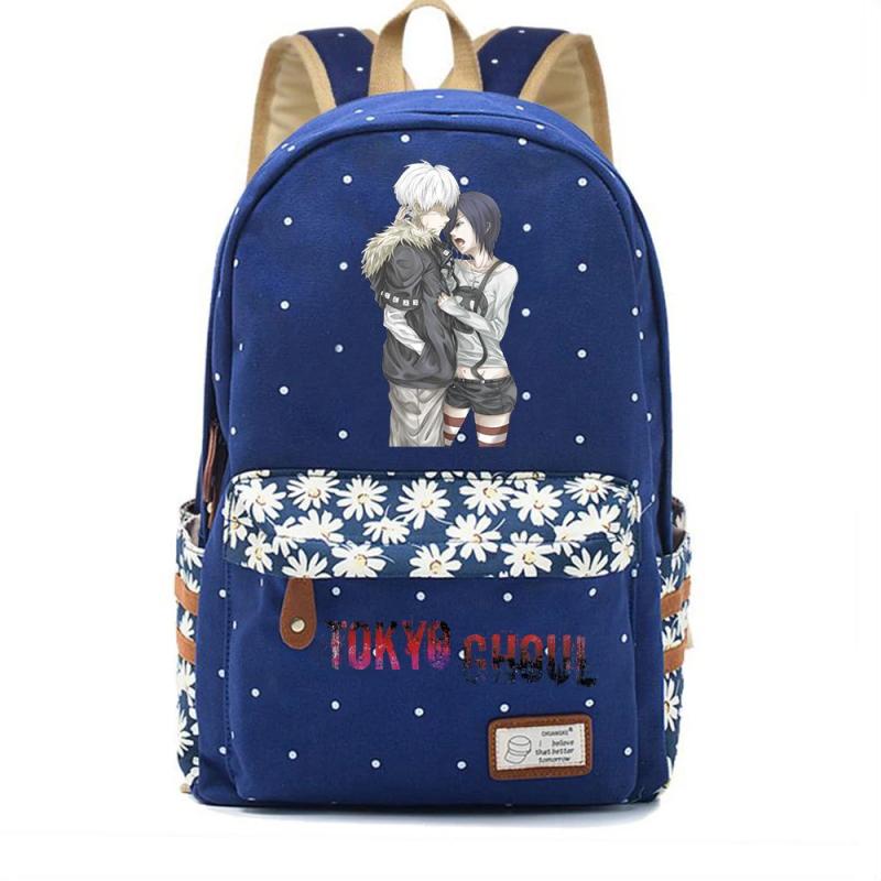 Anime Tokyo Ghoul Zipper Backpack Student Schoolbag Canvas High Packsack