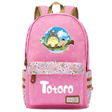 Anime Totoro Casual Pink Backpack Unisex Student Cartoon Schoolbag