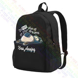 Funny Snorlax Dreaming Backpack School Multi-function