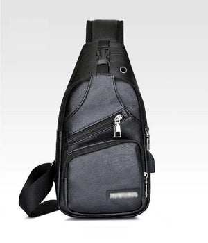 Men's Leather Chest Sling Packs Shoulder Cross Body Bag