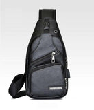 Men's Leather Chest Sling Packs Shoulder Cross Body Bag