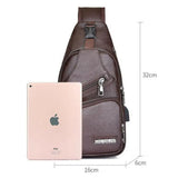 Men's Leather Chest Sling Packs Shoulder Cross Body Bag