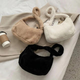 Soft Plush Hobos Shoulder Bag Winter Furry Clutch Purse Handbag - Women
