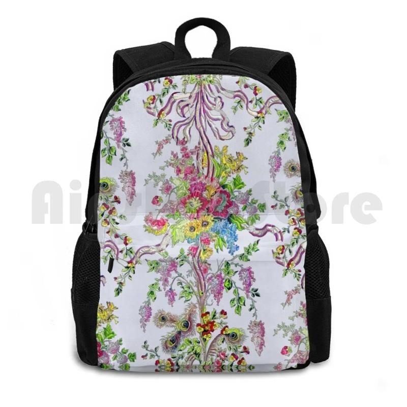 Marie Antoinette Outdoor Hiking Backpack Baroque Bedroom Feathers Floral Flowers