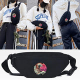 High Waist Bag Cat Making Sushi Print Chest Bag Canvas Multiuse Shoulder Bag