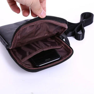 Men's Leather Waist Packs Phone Pouch Bags Waist Bag Male Small