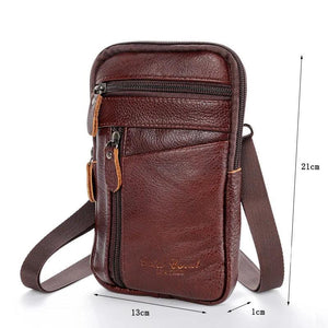 Men's Leather Waist Packs Phone Pouch Bags Waist Bag Male Small