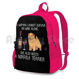 Norfolk Terrier And Wine Funny Dog Outdoor Hiking Backpack