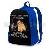 Norfolk Terrier And Wine Funny Dog Outdoor Hiking Backpack
