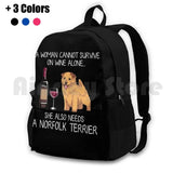 Norfolk Terrier And Wine Funny Dog Outdoor Hiking Backpack