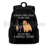 Norfolk Terrier And Wine Funny Dog Outdoor Hiking Backpack