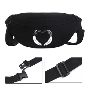 Feather Print Cycling Bag Street Shoulder Waist Tool Travel Crotch Bag
