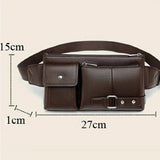 Men's Belt Bag Classic Solid PU Leather Waist Bag