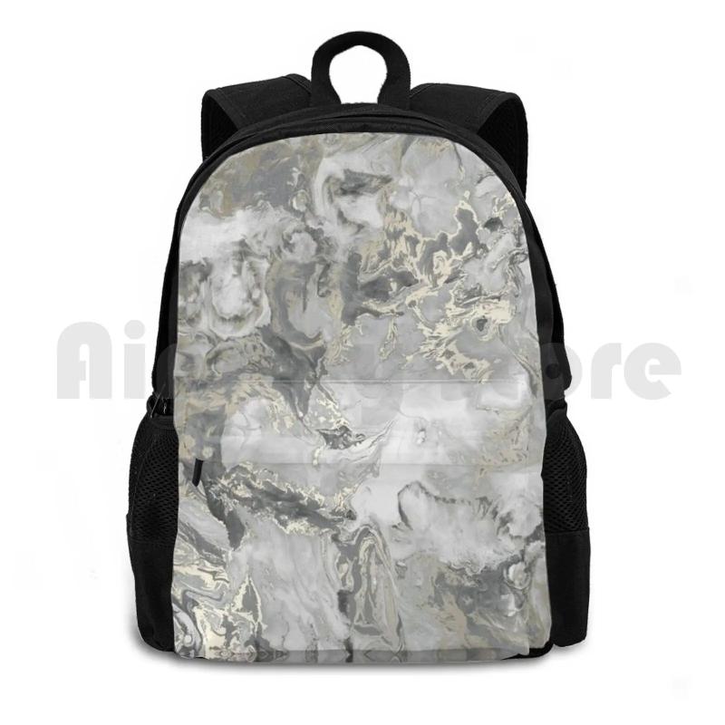 Marble Gray Silver Outdoor Hiking Backpack Riding Climbing Sports Bag