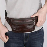 Men Leather Belt Pouch Fanny Pack Waist Purse Clutch Bag