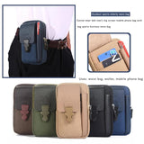 Men Canvas PU Leather Waist Bag Phone Purse Business