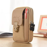 Men Canvas PU Leather Waist Bag Phone Purse Business
