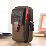 Men Canvas PU Leather Waist Bag Phone Purse Business
