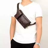 Crossten Leather Waist Packs Men Waist Bags Fanny Pack Belt Bag Phone Bags