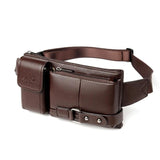 Crossten Leather Waist Packs Men Waist Bags Fanny Pack Belt Bag Phone Bags