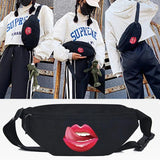 Lip Licking Print Crossbody Bag Women Chest Bag Handbag
