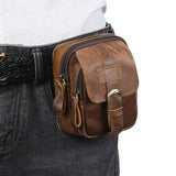 Men Leather Fanny Waist Bag Cell Phone Pocket Belt Bum Pouch Pack