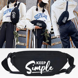 Never Mind Letter Print Waist Bag Crossbody Pack Unisex Chest Bag