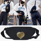 Yellow Heart Print Waist Bags Chest Bag Casual Men Women Crossbody Shoulder Bags
