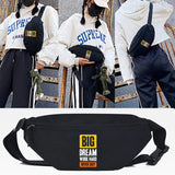 Letter Print Waist Bags Male Casual Shoulder Bag Functional Crossbody