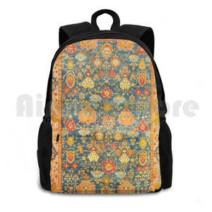 Vintage Oushak Rug Print Outdoor Hiking Backpack