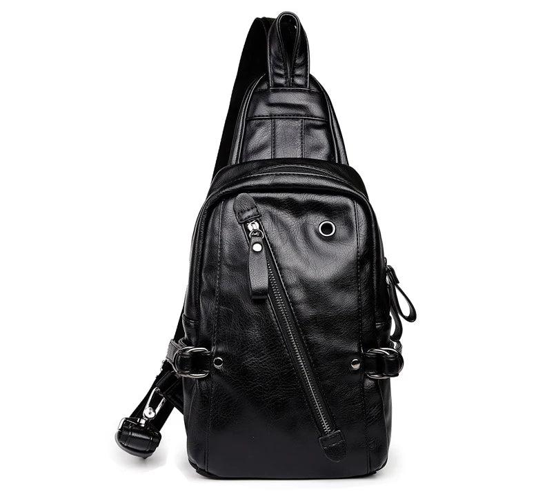 Men's High Style PU Leather Chest Bag Solid Shoulder Bag